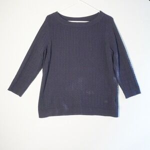 Brooks Bros Cable Knit‎ Sweater Classic Cotton Cashmere 3/4 sleeve fisherman XL